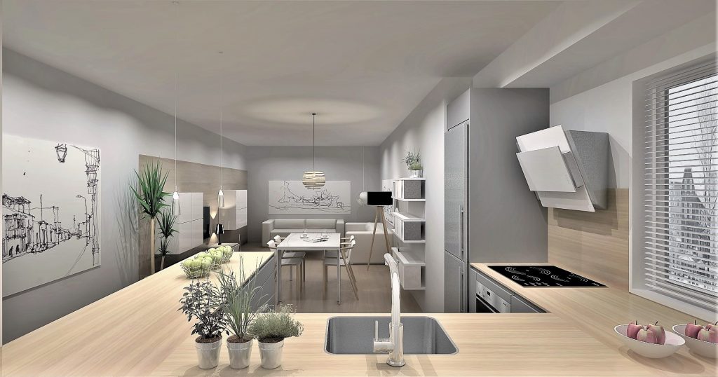 Cocinas con muebles altos